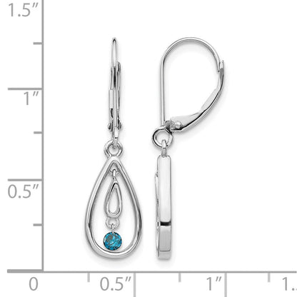 14K Weißgold Blau Diamant Ohrhänger mit Brisur