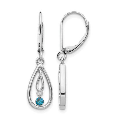 14K Weißgold Blau Diamant Ohrhänger mit Brisur