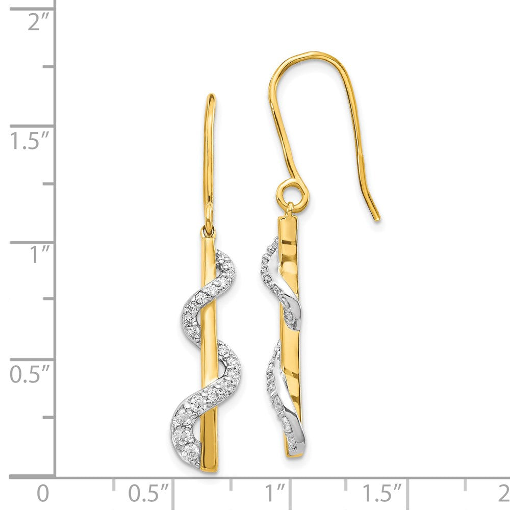 14K Gelbgold & Rhodium Ohrhänger mit echten Diamanten und Hakenverschluss