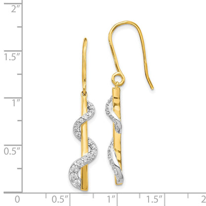 14K Gelbgold & Rhodium Ohrhänger mit echten Diamanten und Hakenverschluss