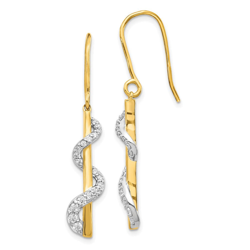 14K Gelbgold & Rhodium Ohrhänger mit echten Diamanten und Hakenverschluss
