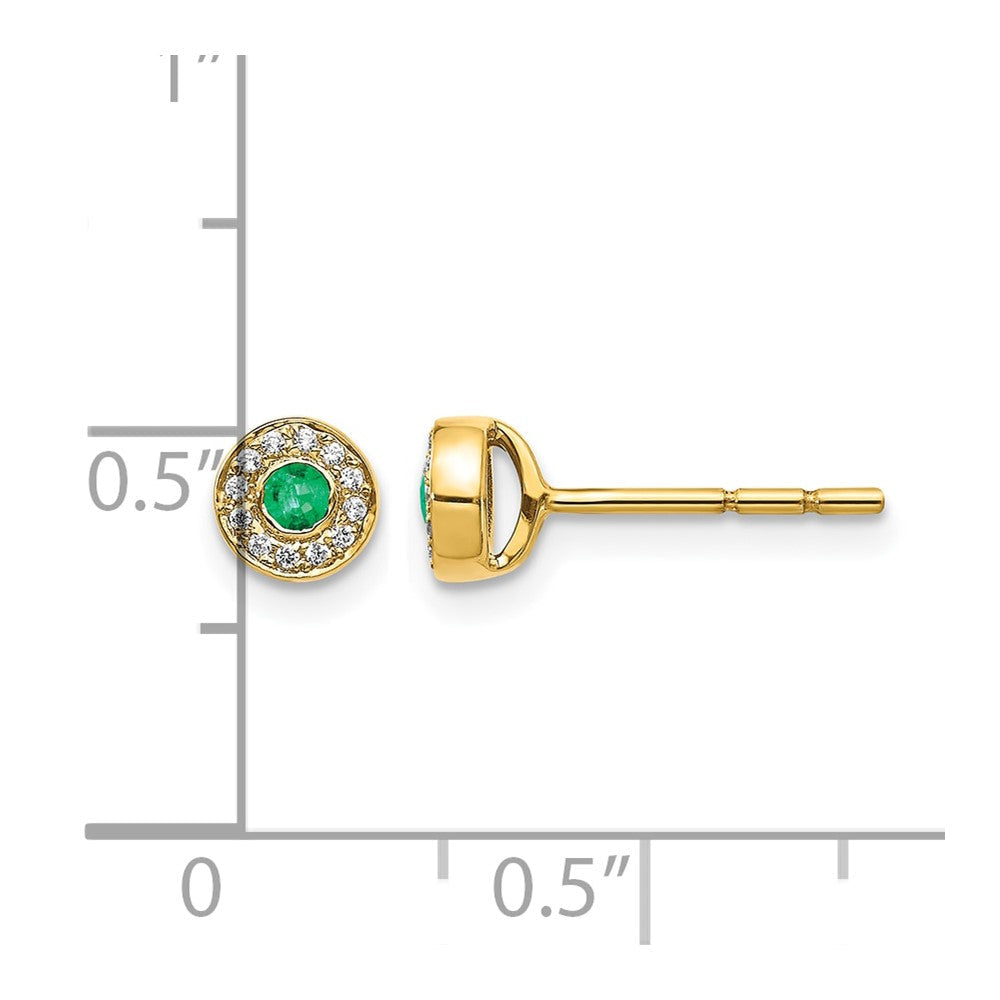 14K Gelbgold Diamant- und Smaragd-Ohrstecker mit Halo-Fassung