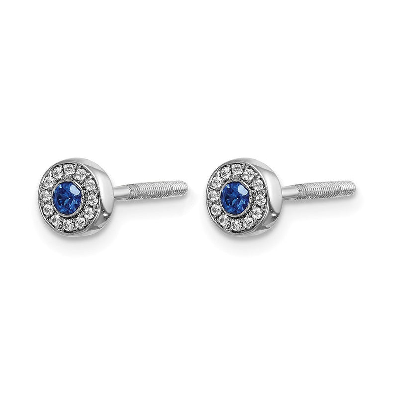 14K Weißgold Echtdiamant- und Saphir-Halo-Ohrstecker