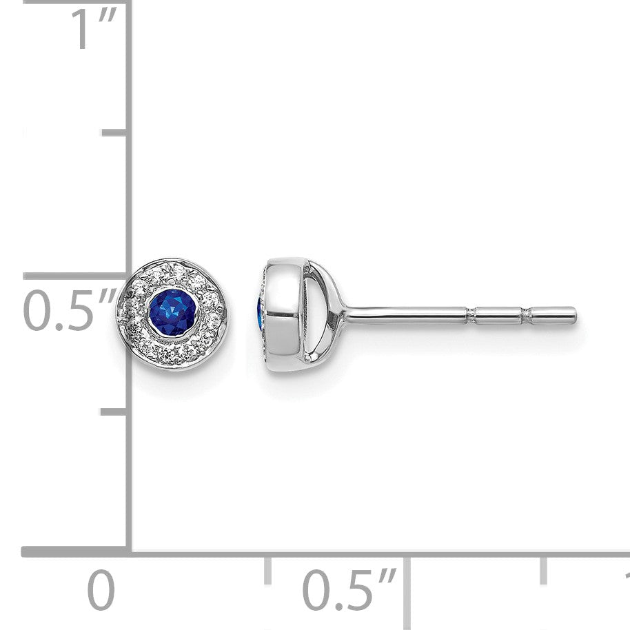 14K Weißgold Echtdiamant- und Saphir-Halo-Ohrstecker