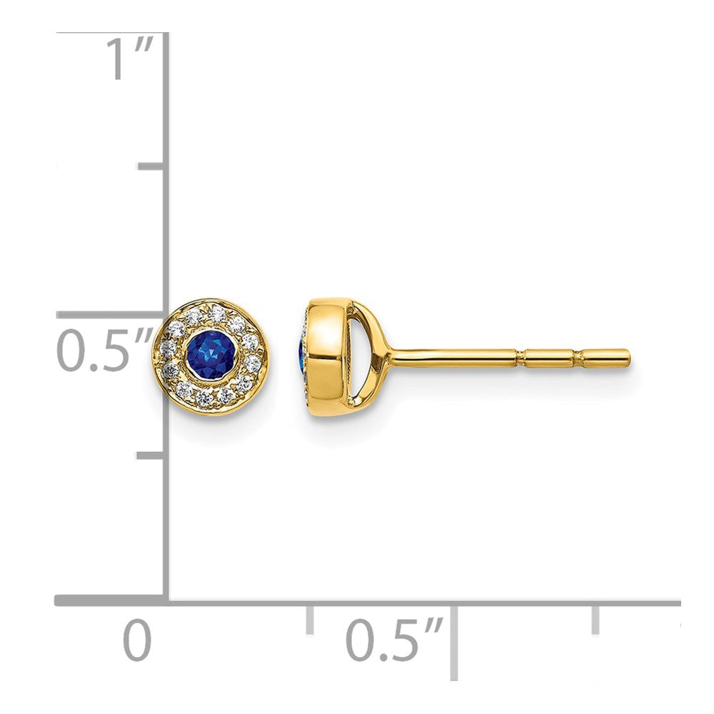 14K Gelbgold Ohrstecker mit echten Diamanten und Saphiren im Halo-Design
