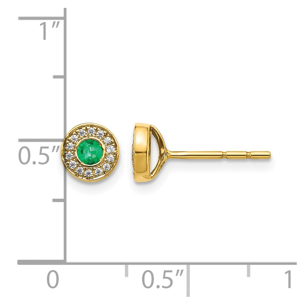 14K Gelbgold Ohrstecker mit echten Diamanten und Smaragden im Halo-Design