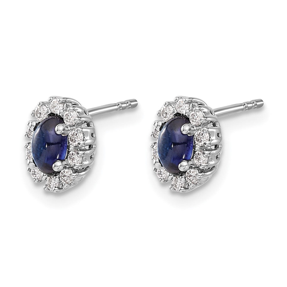 10K Weißgold Diamant und Saphir Oval Heiligenschein Ohrringe