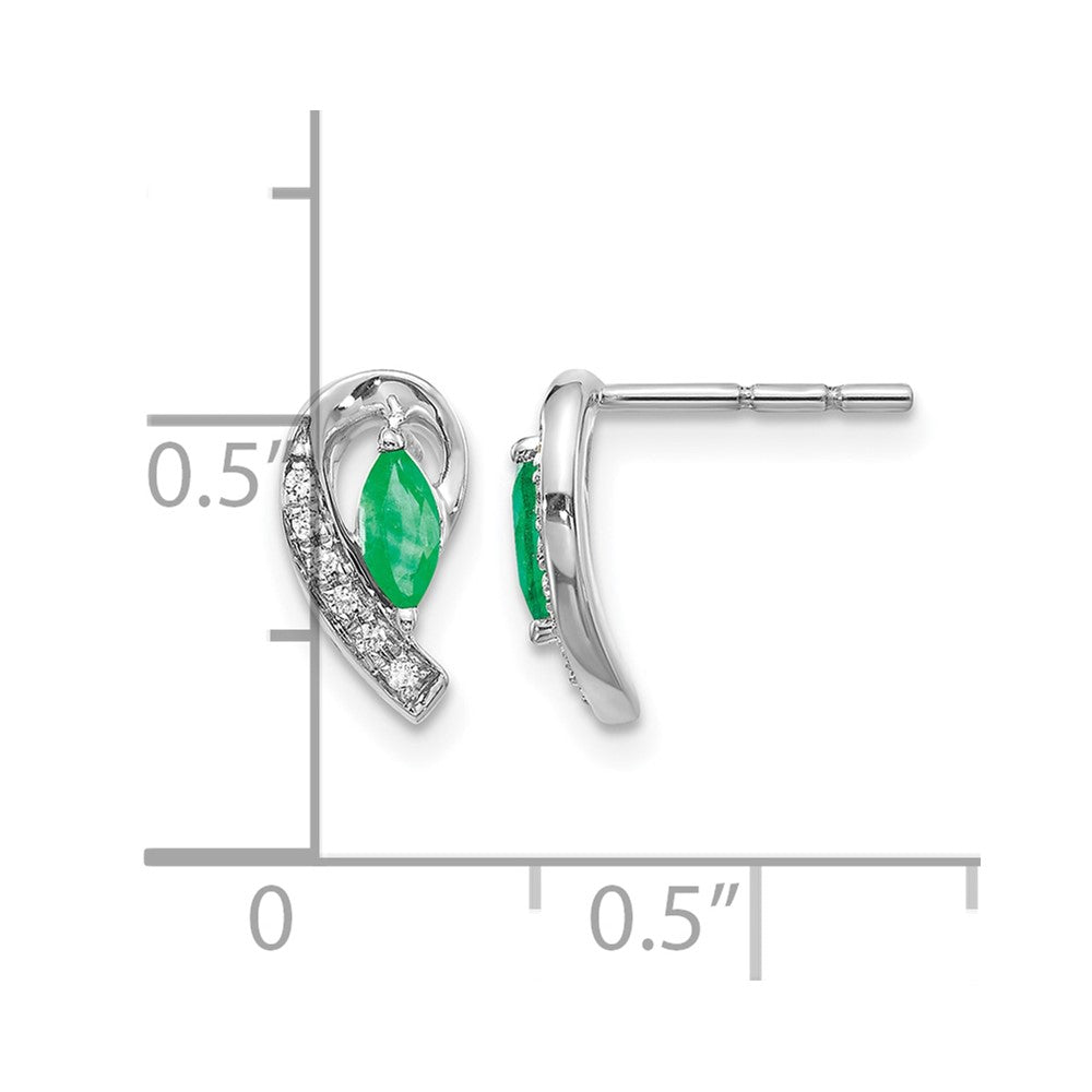 10K Weißgold 1/20ct Diamant und Smaragd Ohrringe