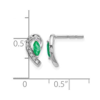 10K Weißgold 1/20ct Diamant und Smaragd Ohrringe