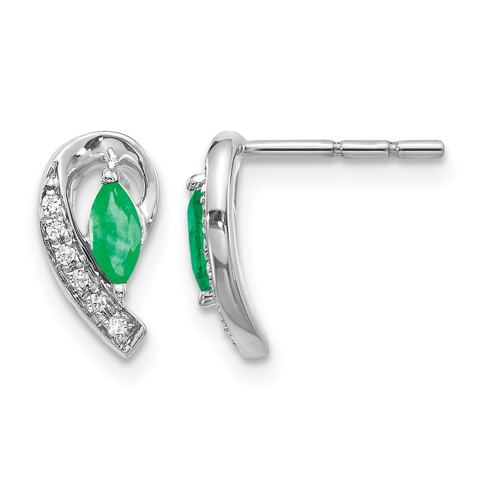 10K Weißgold 1/20ct Diamant und Smaragd Ohrringe