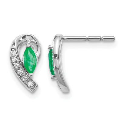 10K Weißgold 1/20ct Diamant und Smaragd Ohrringe