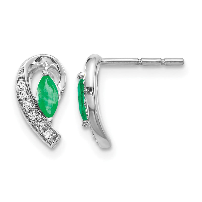 10K Weißgold 1/20ct Diamant und Smaragd Ohrringe