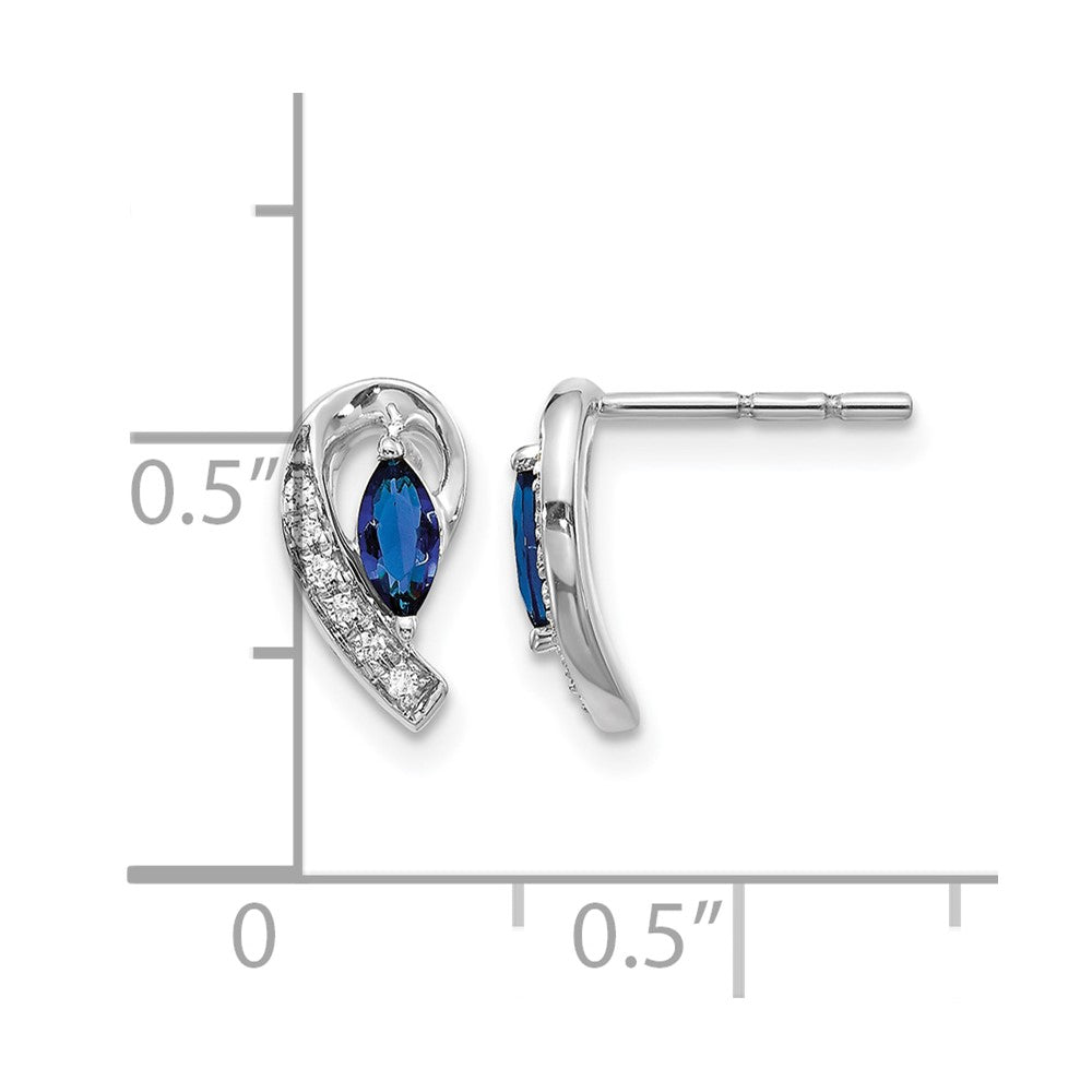 10K Weißgold Diamant Saphir Ohrstecker