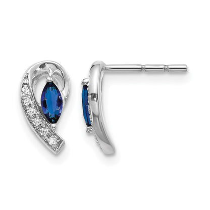 10K Weißgold Diamant Saphir Ohrstecker