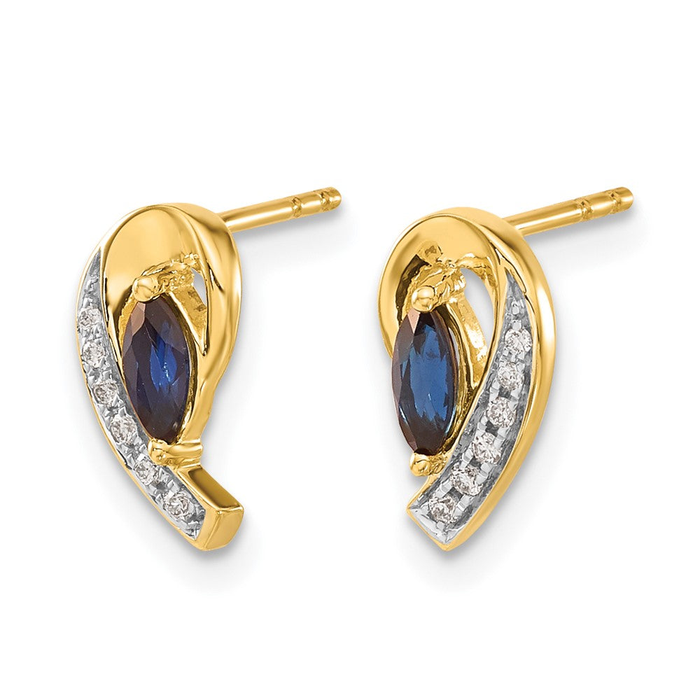 10K Gelbgold Diamant und Saphir Ohrringe