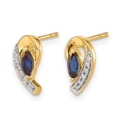 10K Gelbgold Diamant und Saphir Ohrringe
