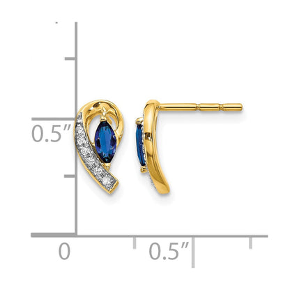 10K Gelbgold Diamant und Saphir Ohrringe