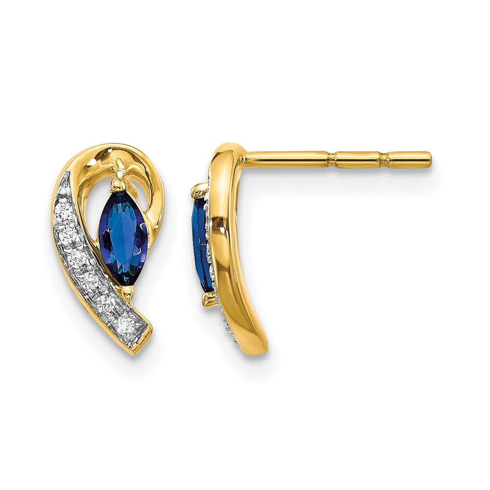 10K Gelbgold Diamant und Saphir Ohrringe