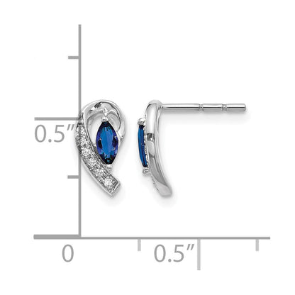 14K Weißgold Ohrstecker mit echten Diamanten und Saphiren