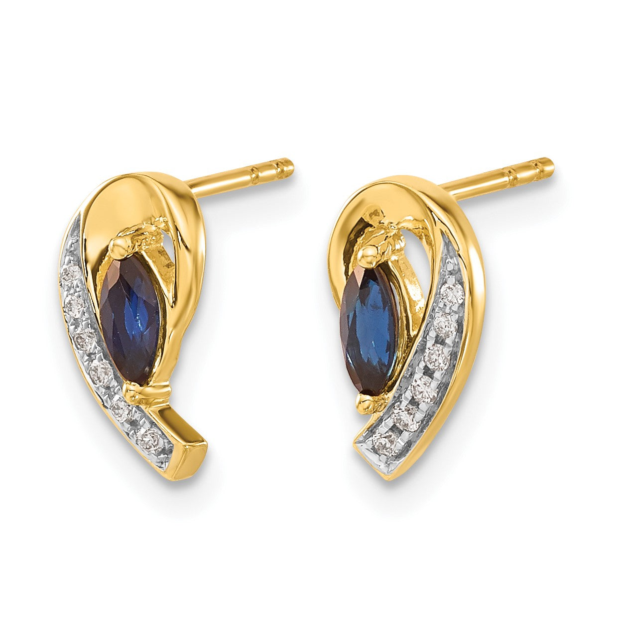 14K Gelbgold Echte Diamant- und Saphir-Ohrringe