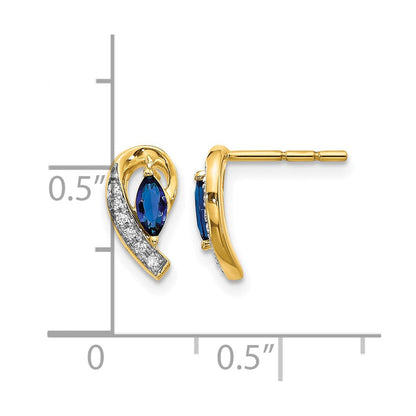 14K Gelbgold Echte Diamant- und Saphir-Ohrringe