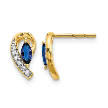 14K Gelbgold Echte Diamant- und Saphir-Ohrringe