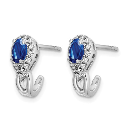 10K Weißgold Diamant und Saphir J Creole Ohrstecker