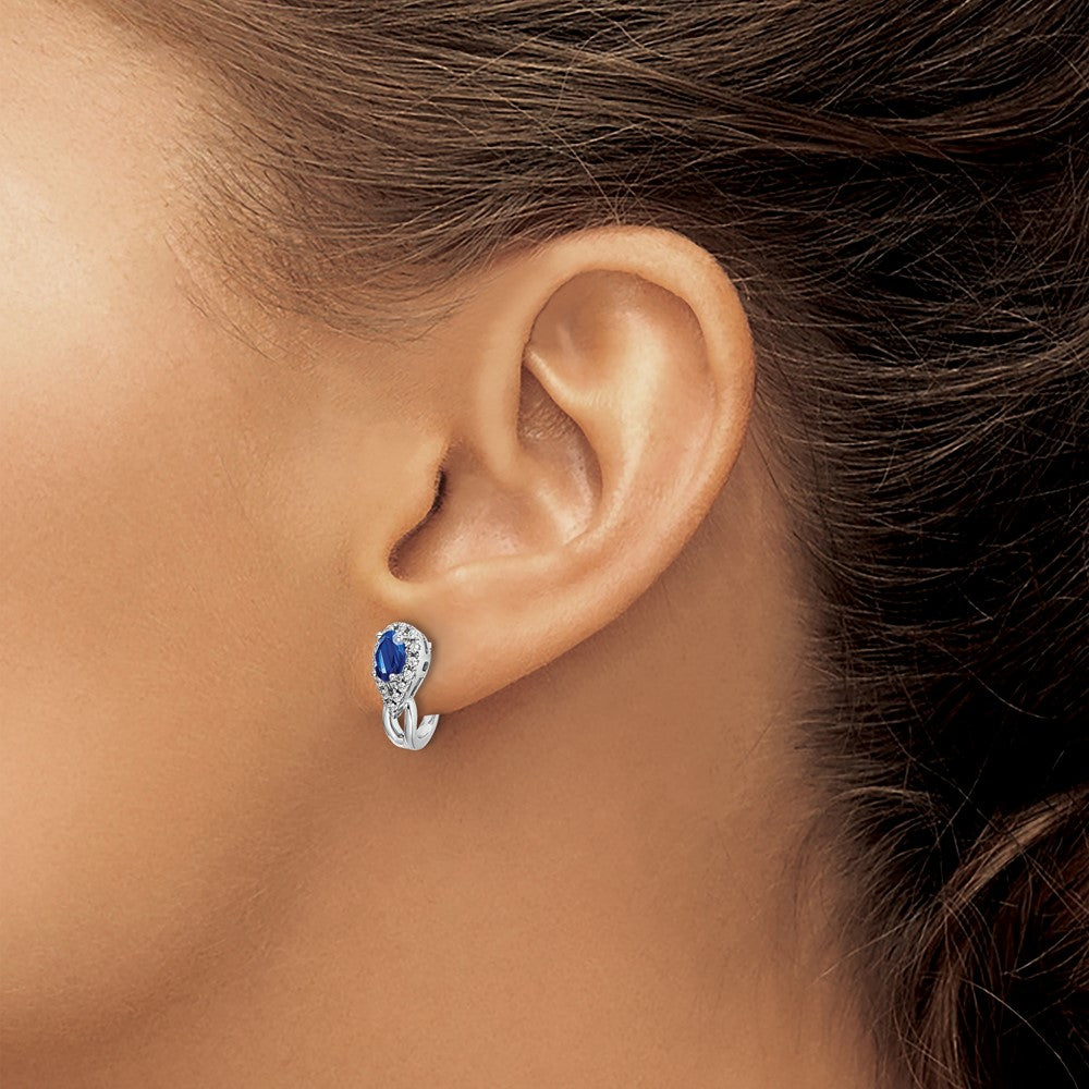 10K Weißgold Diamant und Saphir J Creole Ohrstecker