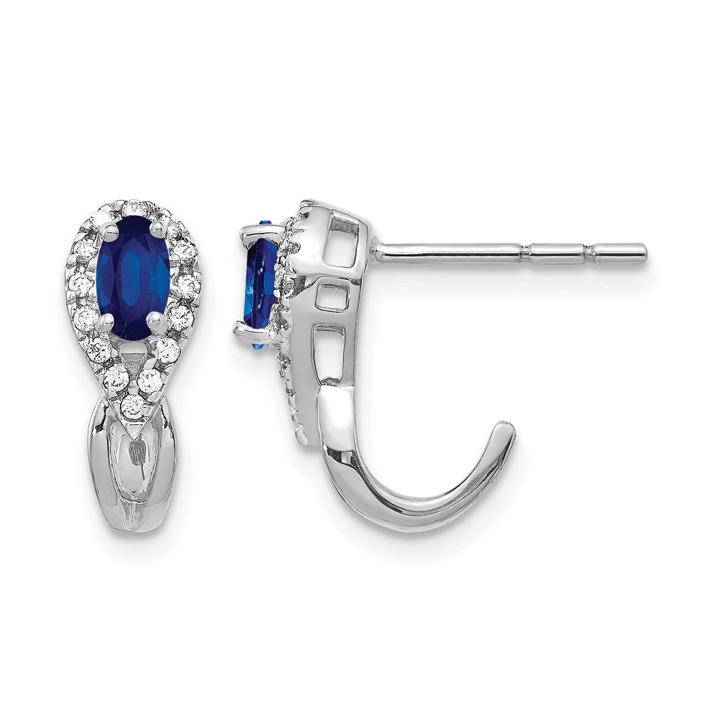 10K Weißgold Diamant und Saphir J Creole Ohrstecker