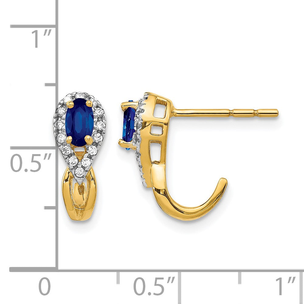 10K Gelbgold Diamant und Saphir Ohrringe