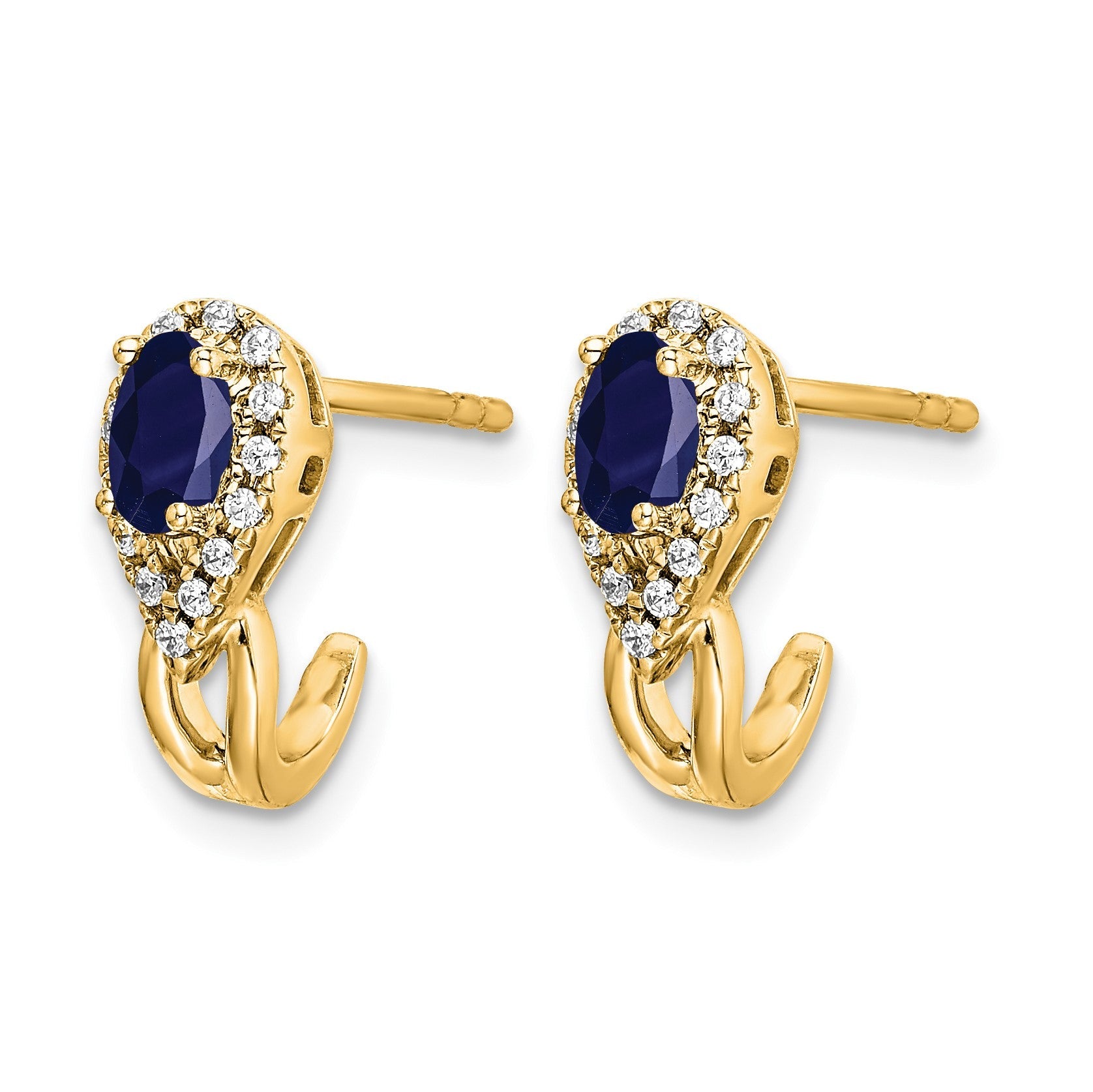 14K Gelbgold Ohrringe mit echten Diamanten und Saphiren