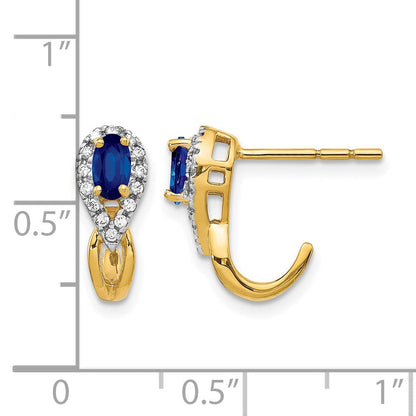 14K Gelbgold Ohrringe mit echten Diamanten und Saphiren