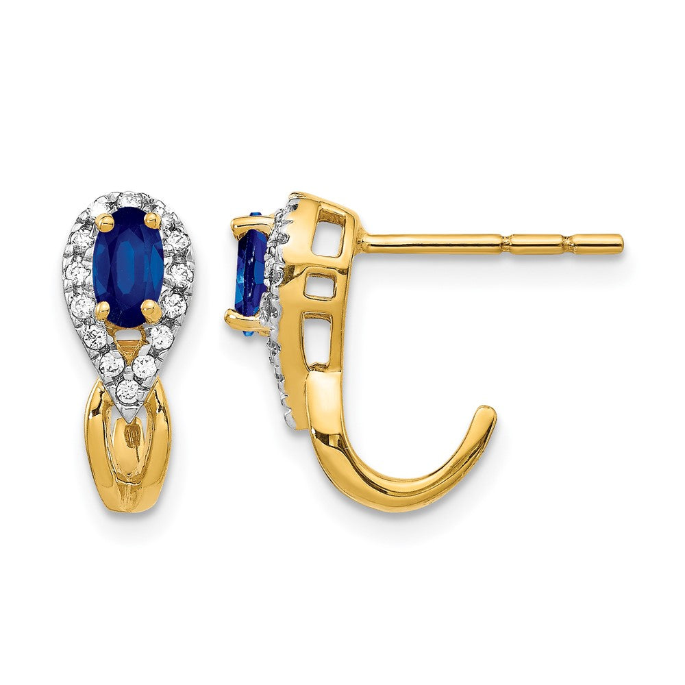 14K Gelbgold Ohrringe mit echten Diamanten und Saphiren