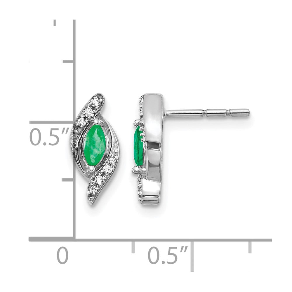 10K Weißgold 1/15ct Diamant und Smaragd Ohrringe
