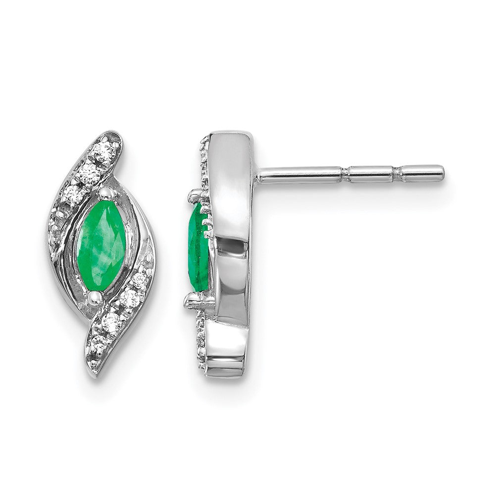 10K Weißgold 1/15ct Diamant und Smaragd Ohrringe