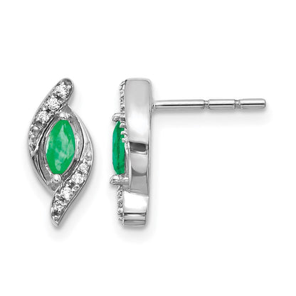 10K Weißgold 1/15ct Diamant und Smaragd Ohrringe