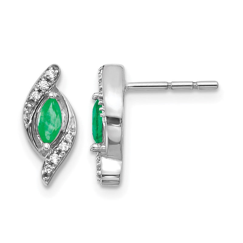 10K Weißgold 1/15ct Diamant und Smaragd Ohrringe