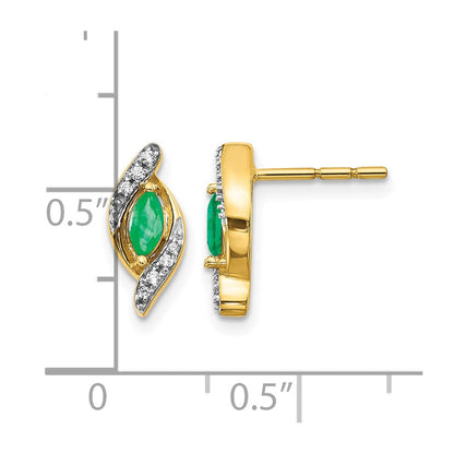 10K Gelbgold 1/15ct Diamant und Smaragd Ohrringe