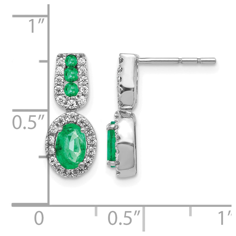 14K Weißgold Ohrringe mit 0,33 ct. echten Diamanten und Smaragden