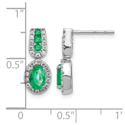 14K Weißgold Ohrringe mit 0,33 ct. echten Diamanten und Smaragden