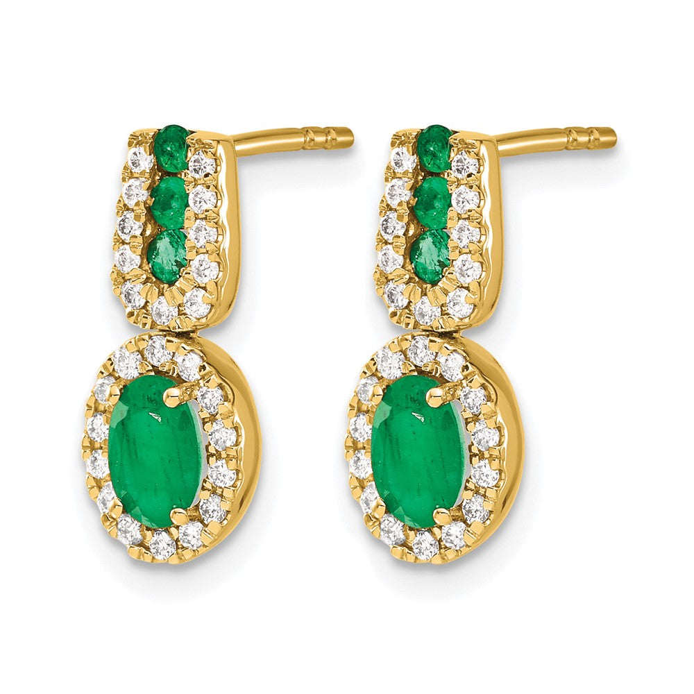 14K Gelbgold Ohrringe mit 0,33 ct. echten Diamanten und Smaragden