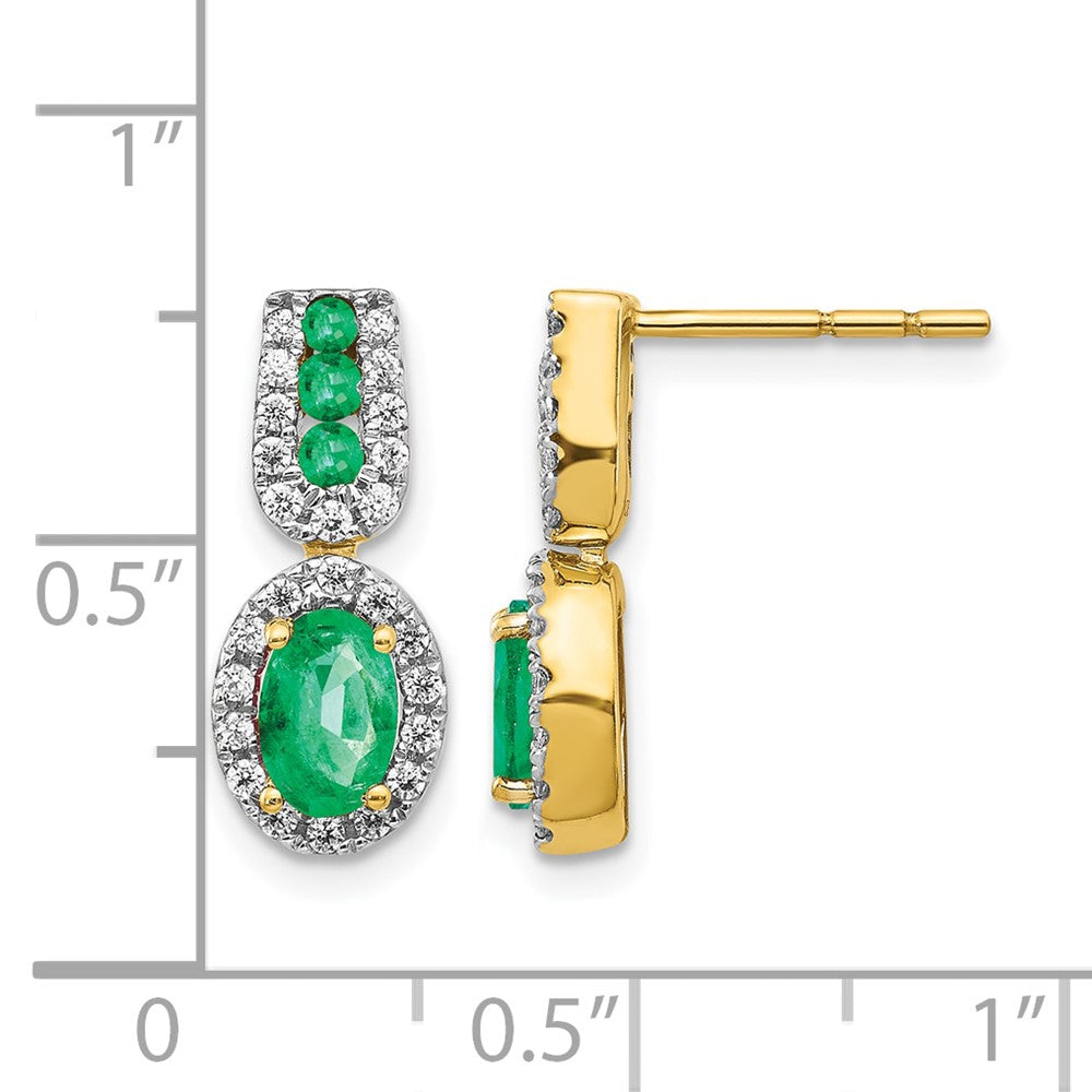 14K Gelbgold Ohrringe mit 0,33 ct. echten Diamanten und Smaragden
