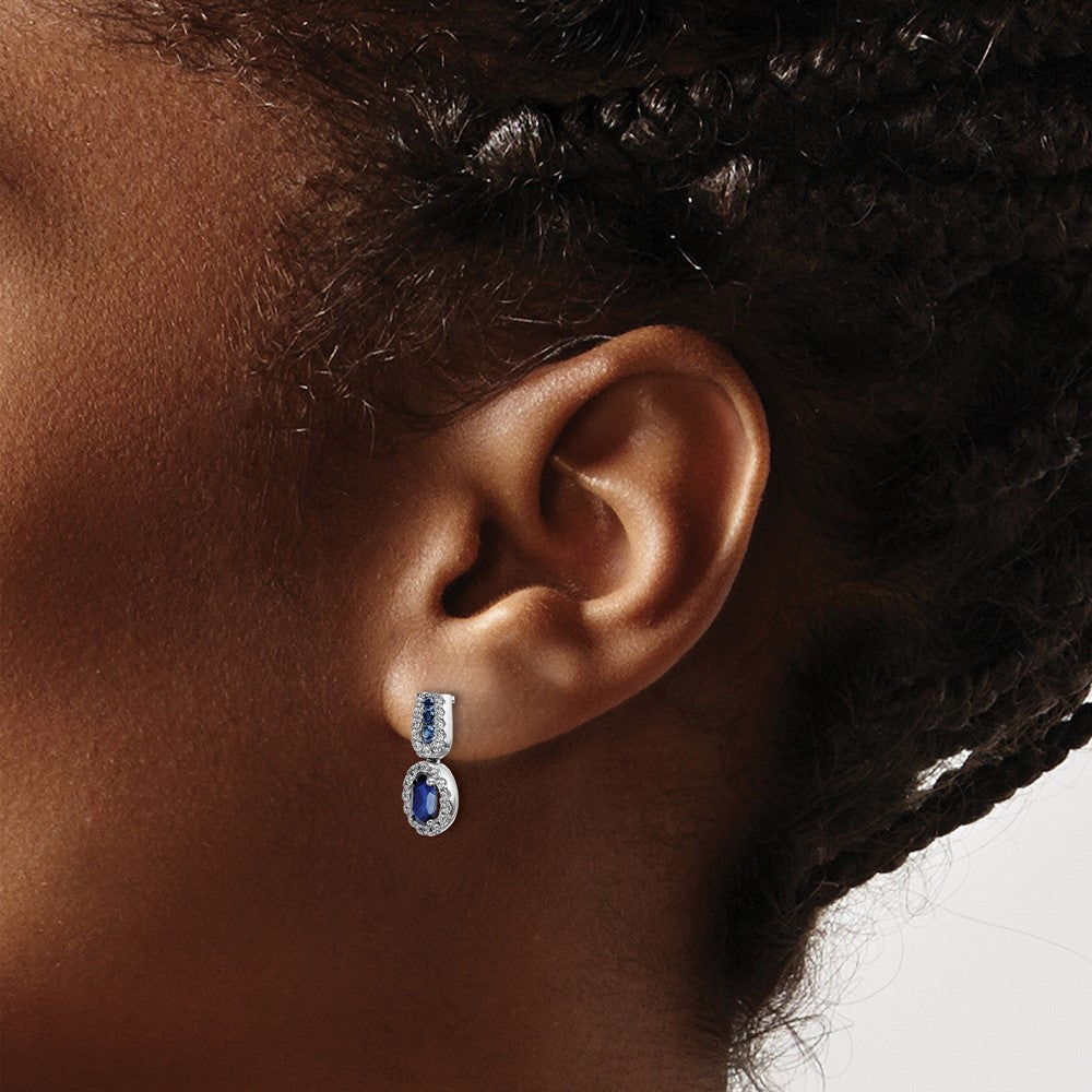 14K Weißgold Diamant- und Saphir-Ohrstecker