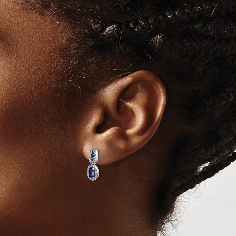 14K Weißgold Diamant- und Saphir-Ohrstecker