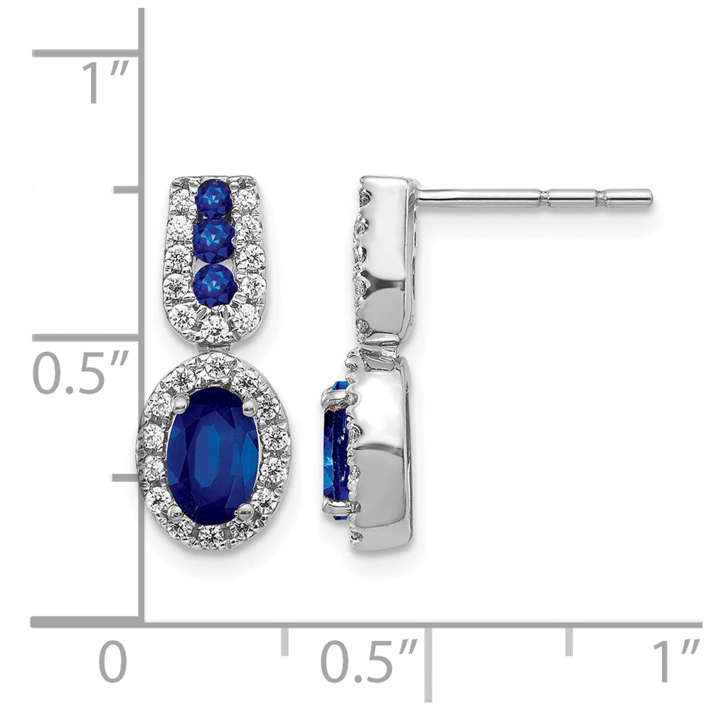 14K Weißgold Diamant- und Saphir-Ohrstecker