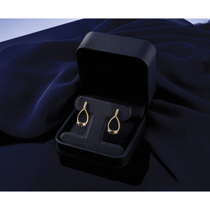 10K Gelbgold Tropfen-Ohrhänger mit Stecker, 0,25 ct. labor gezüchtete Diamanten VS/SI+ G+ und gezüchtete Rubine