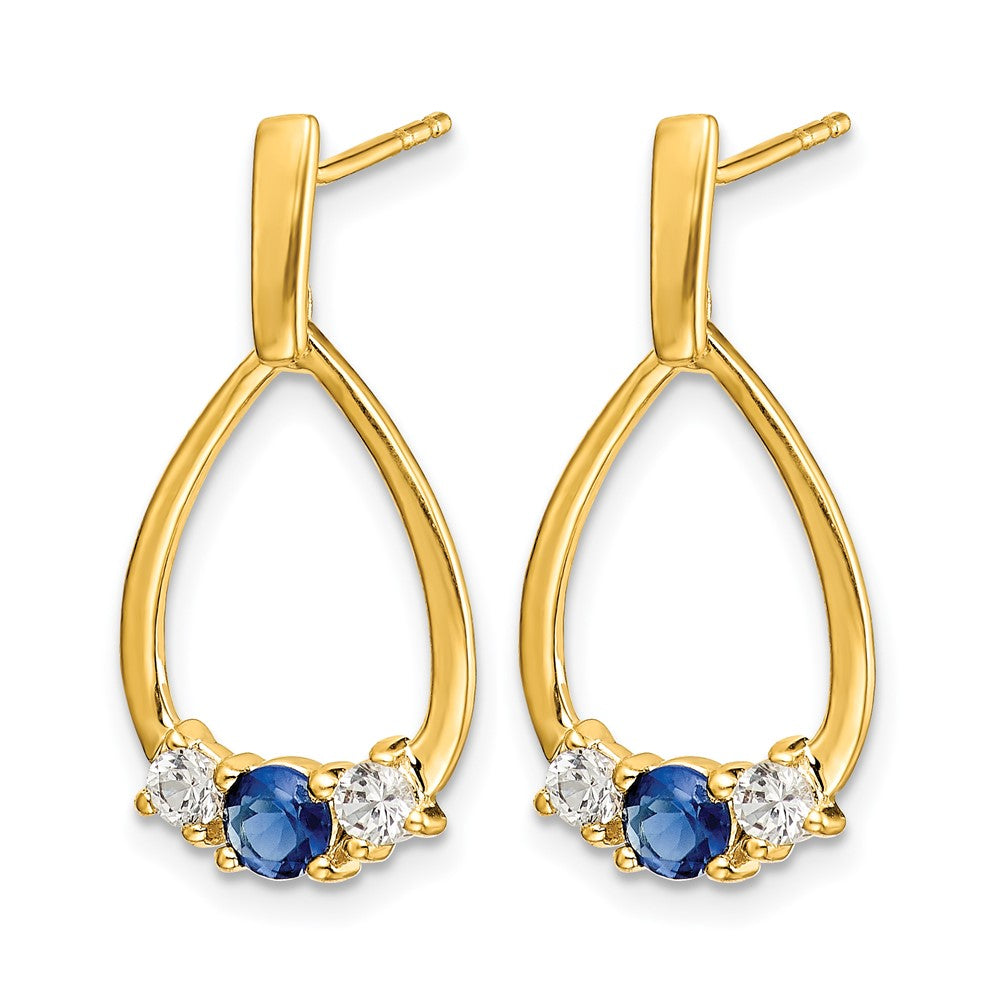 14K Gelbgold Ohrhänger mit blauen und weißen Saphiren, Post-Verschluss