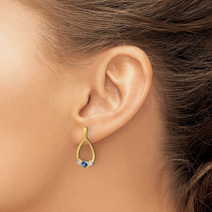 14K Gelbgold Ohrhänger mit blauen und weißen Saphiren, Post-Verschluss