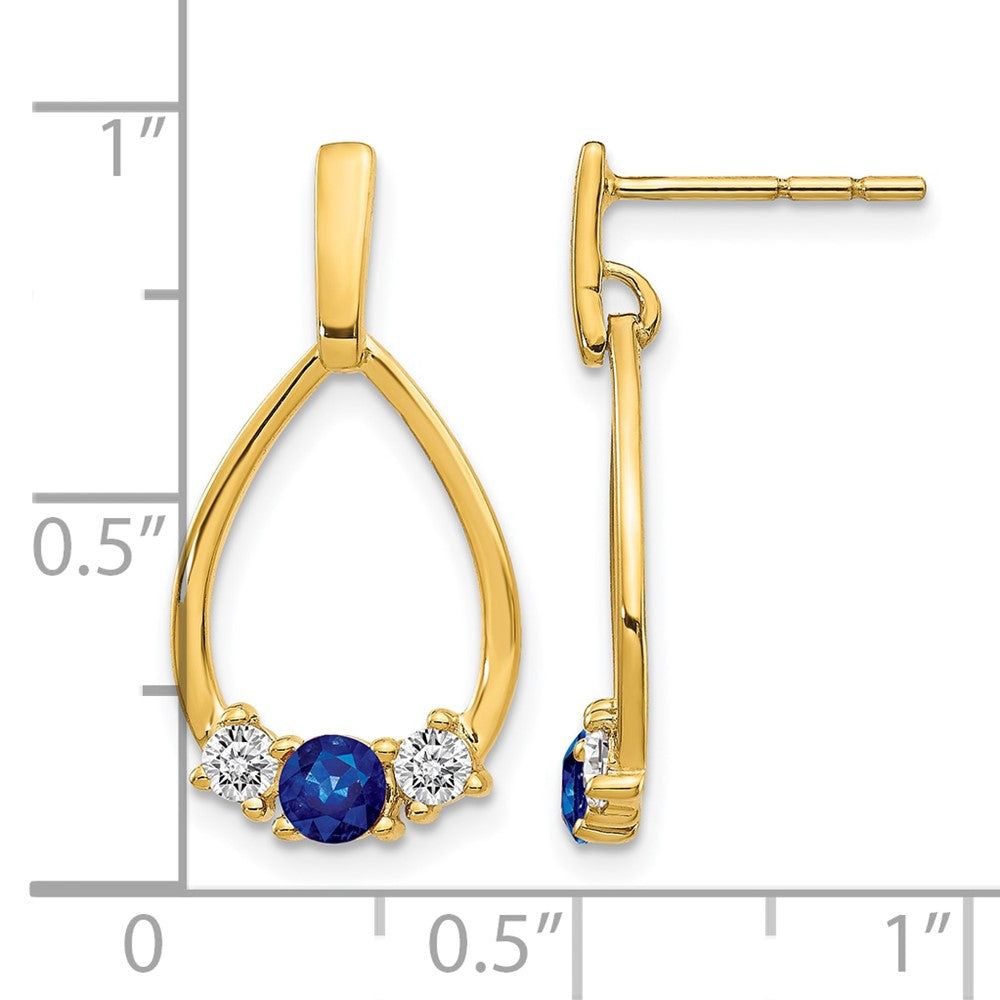 14K Gelbgold Ohrhänger mit blauen und weißen Saphiren, Post-Verschluss
