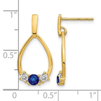 14K Gelbgold Ohrhänger mit blauen und weißen Saphiren, Post-Verschluss